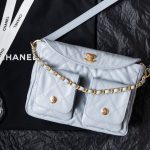Chanel 24P Messenger Hobo Pale Blue - fake chanel hobo pale blue front view